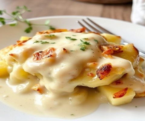 Batata Gratinada com molho cremoso - Imagem gerada por IA na Plataforma PicsArt